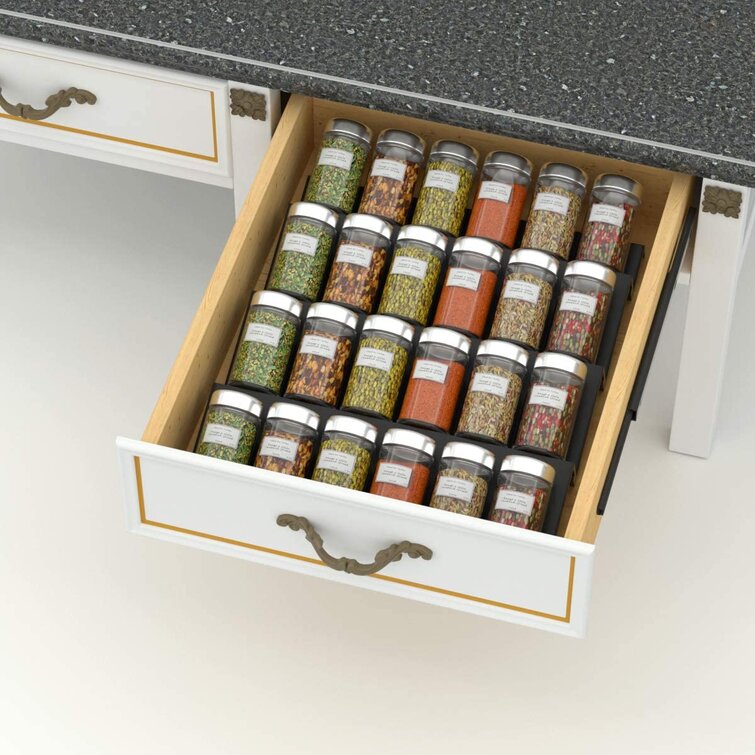 Prep & Savour Acrylic Spice Rack Tray - 4 Tier Spice Drawer 